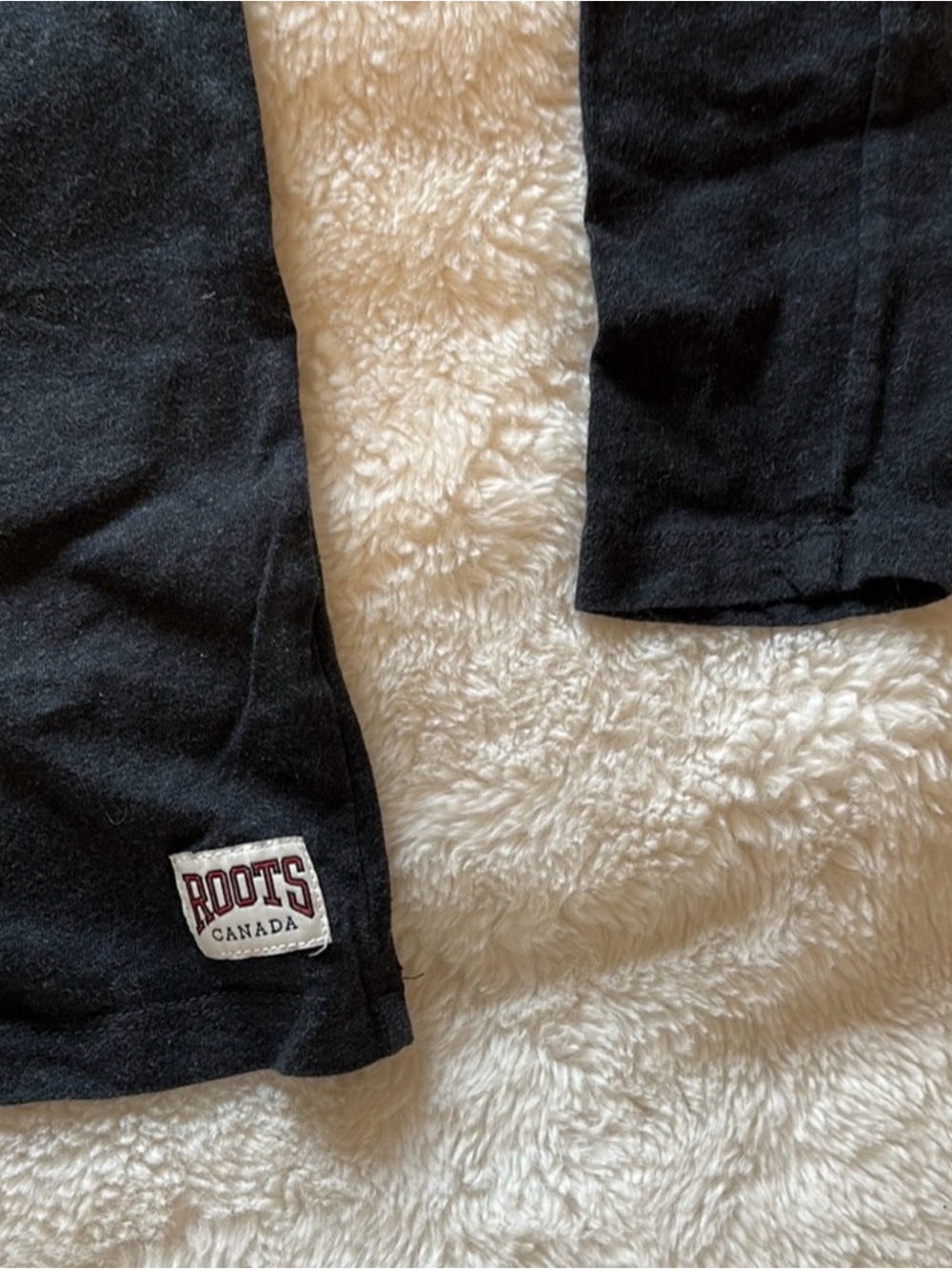 Roots Black Long Sleeve Logo Tee with Gray Print - Picture 2 of 4